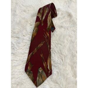Kuppenheimer Necktie Mens OS Burgundy Excellent Abstract Print Silk Blend Tie